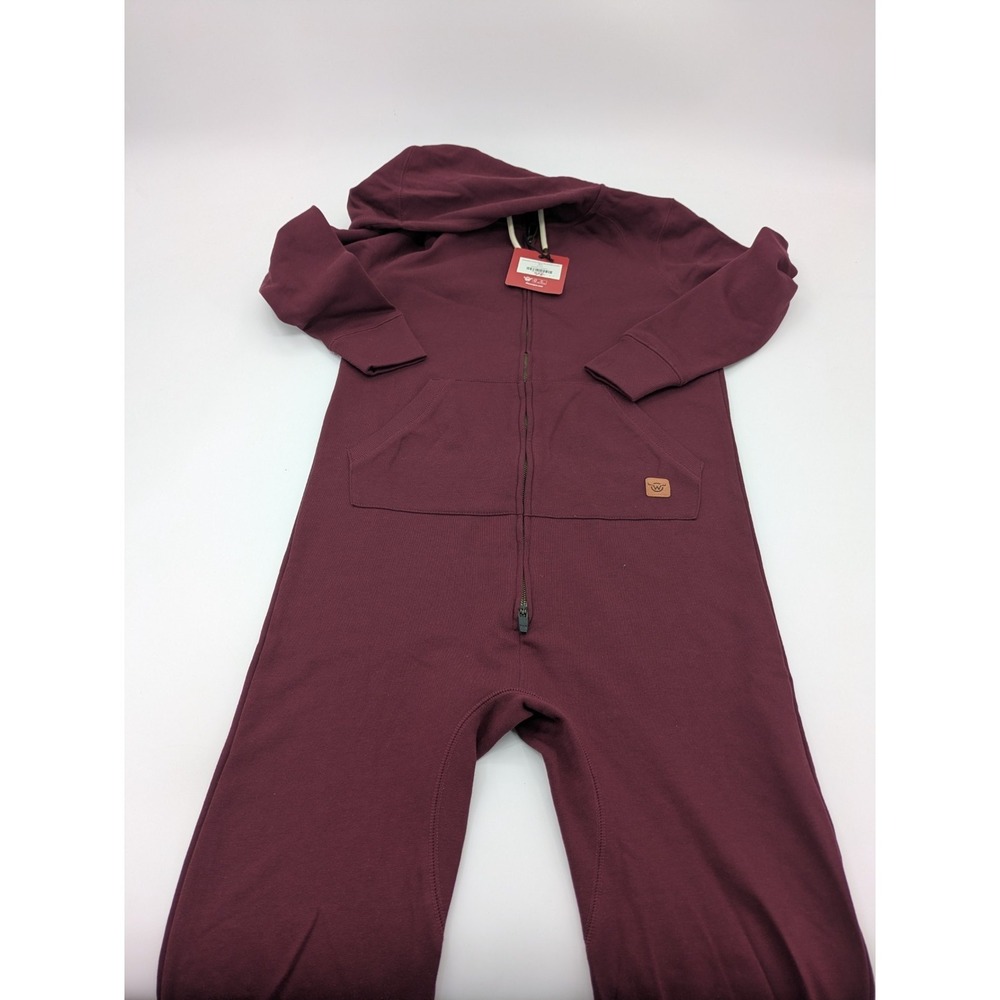 NWT Moosejaw Bed to Bar Jumpsuit Womens XS Maroon Purple Hooded One Piece Romper